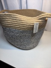Hudson 43 Jute Rope Storage Basket Woven Bin Handles Boho Farmhouse NWT