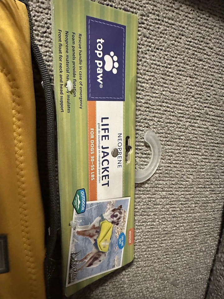 NUEVO Chaleco Salvavidas Top Paw Perros 30-55 Libras Medio Amarillo Nuevo Con Etiquetas Foto 4 de 4