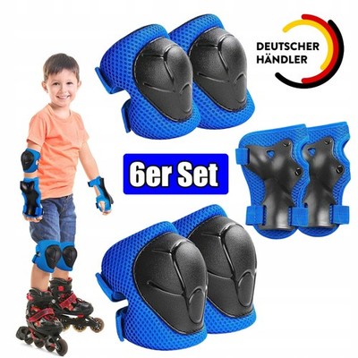 6X Kinder Protektoren Ellenbogen Handgelenke Knieschützer Schoner Inlineskater 