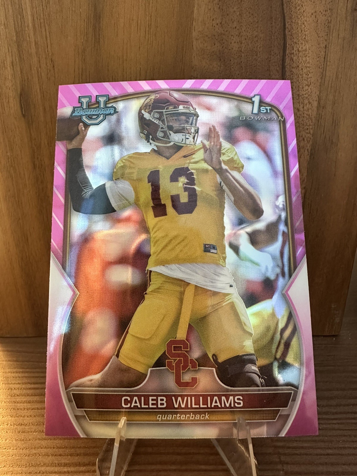 2022 Bowman University Chrome Caleb Williams #50 Pink Refractor (RC) 1st Bowman