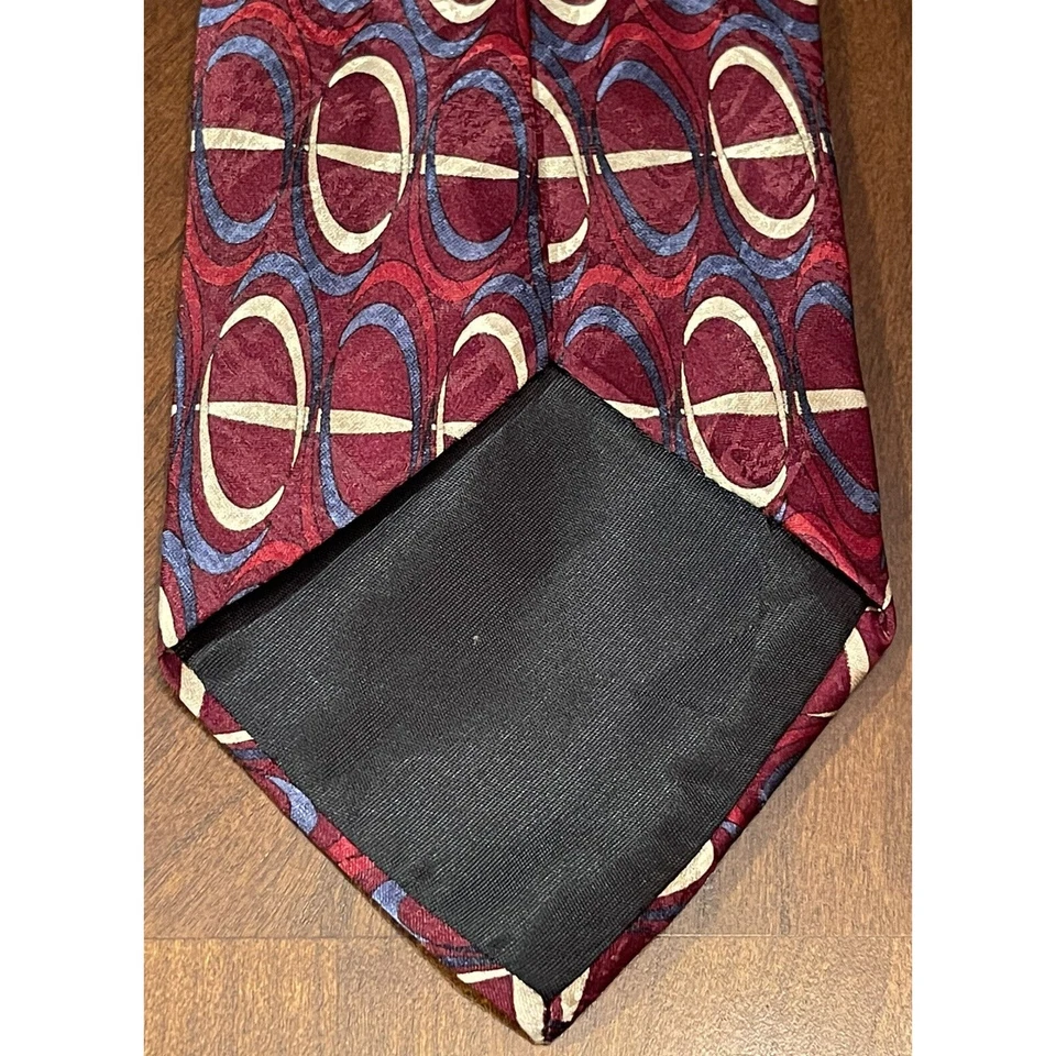 Галстук мужской Daniel Hechter красный синий 100% шелк сделано в США - Изображение 2 из 4