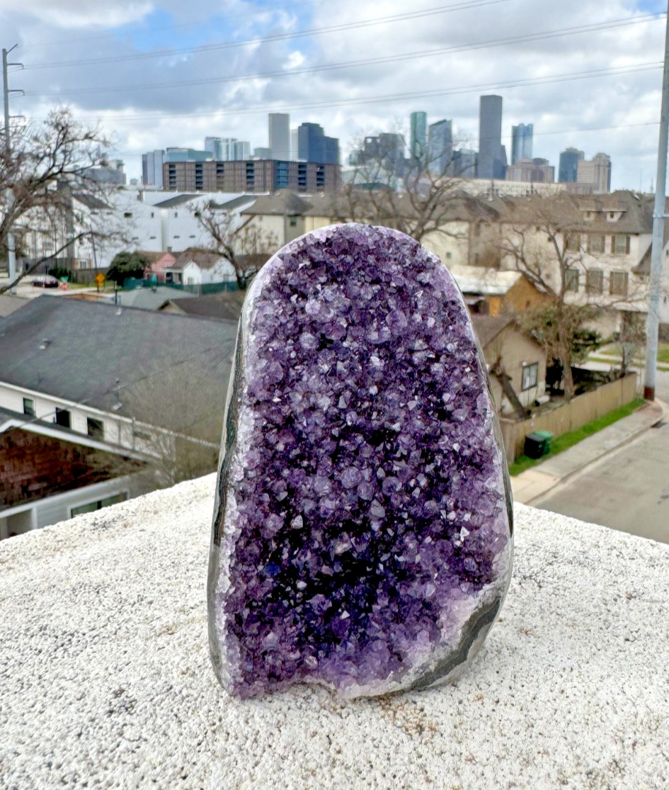 Amethyst Geode Crystal Cluster | 1 lb 3 oz | All Natural, Cut-Base |