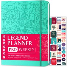Legend Planner PRO Weekly Monthly, 7 x 10 inches, Mint Green, Debossed