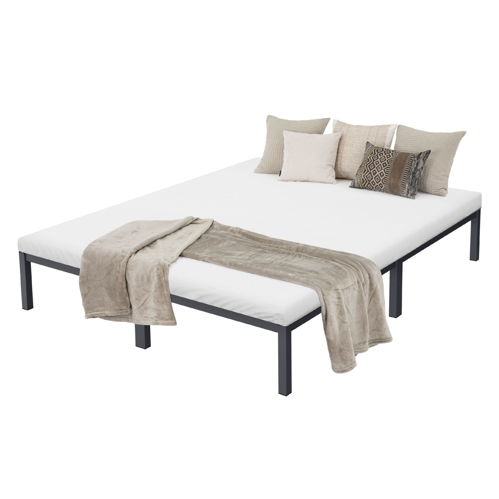 Estructura metálica cama sobre marco acero dormitorio somier antracita 160x200cm