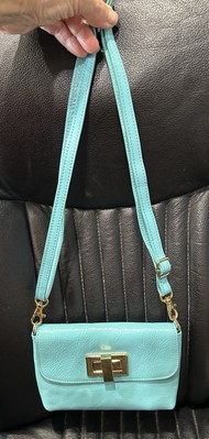 Rowallan of Scotland Ocean Reef Turqouise Blue Leather Small Crossbody Bag