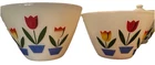 1950 Vintage Fire-King Tulip Pattern Mixing Bowls (6 1/2" & 7 1/2") Great Color