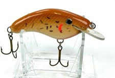 Handmade Balsa Flat Crankbait.  Frosty Brown Color. Signed