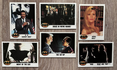 Lot of 6 1989 DC Comics Batman Trading Cards Vicki Vale Harvey Dent Bruce Wayne