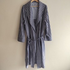 Nautica Mens L/XL Blue Plaid Cotton Robe Lightweight Poplin Wrapper