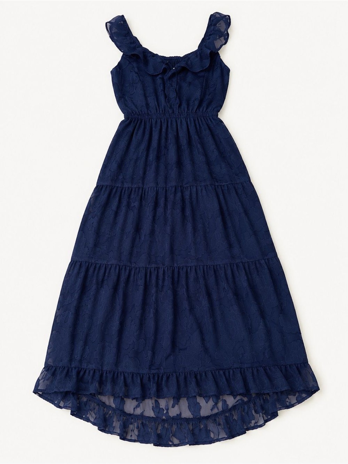 NWT Heartloom Blue Floral Jacquard Tiered Midi Dress