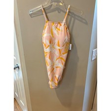 New Kona Sol Pink Tropical Floral High Neck One Piece Swimsuit Medium 40