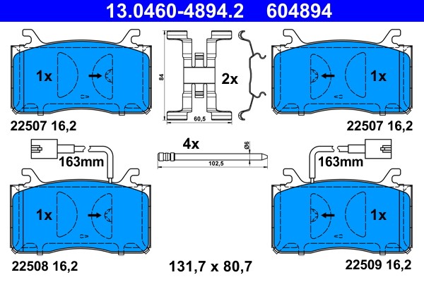 13.0460-4894.2 ATE brake pad set, disc brake for Alfa Romeo