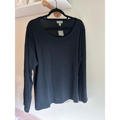 Style & Co. Womens Top 1X Black Long Sleeve Scoop Neck Casual