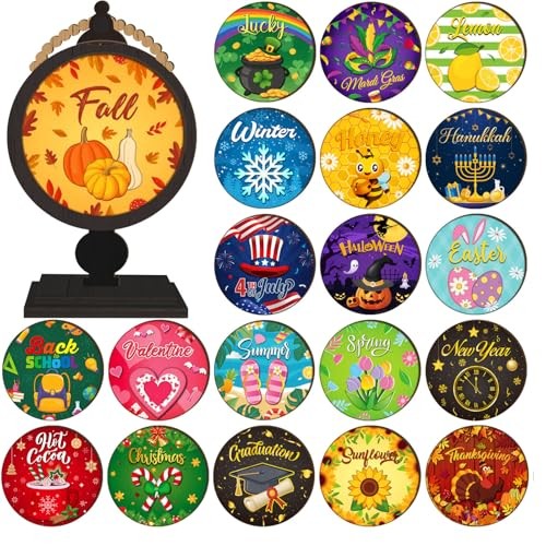 21 Pcs Interchangeable Seasonal Decor Wooden Standing Sign Interchangeable 
