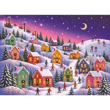 Winter Ski Village Town 500 Piece Jigsaw Puzzle for Adults