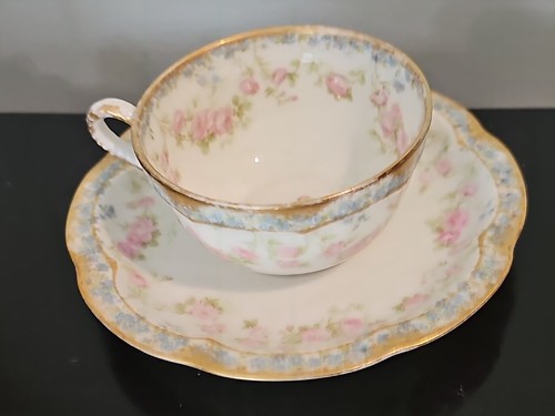 ANTIQUE HAVILAND LIMOGES SCHLEIGER 271A (demitasse) CUP & SAUCER, DBL GOLD - Picture 2 of 8