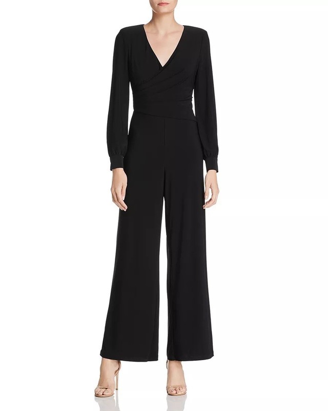 Adrianna Papell Draped Matte Jersey Jumpsuit Women's Black Size 12