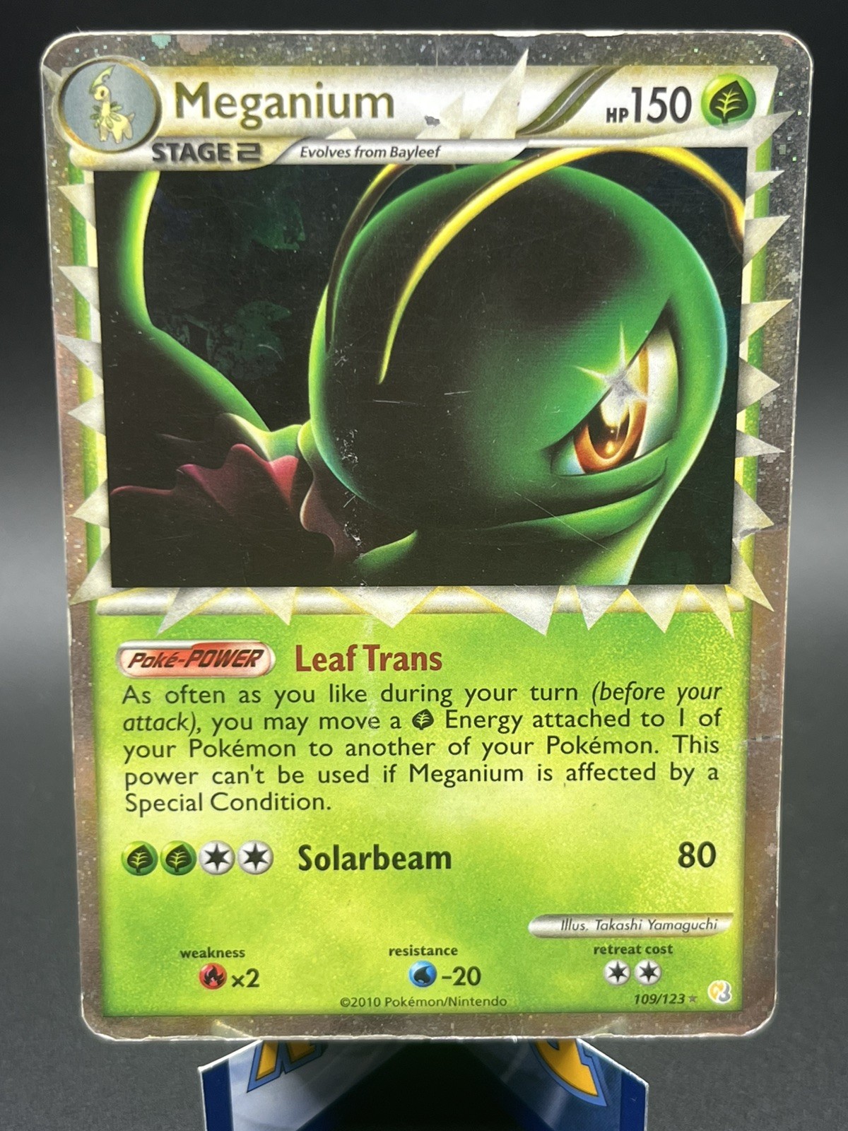 Meganium 109/123 Prime Rare HeartGold & SoulSilver Pokemon Holo Heavily Played