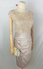 LA FEMME CAP SLEEVE BEADED ILLUSION FITTED FORMAL DRESS IN DUSTY ROSE MSRP 498