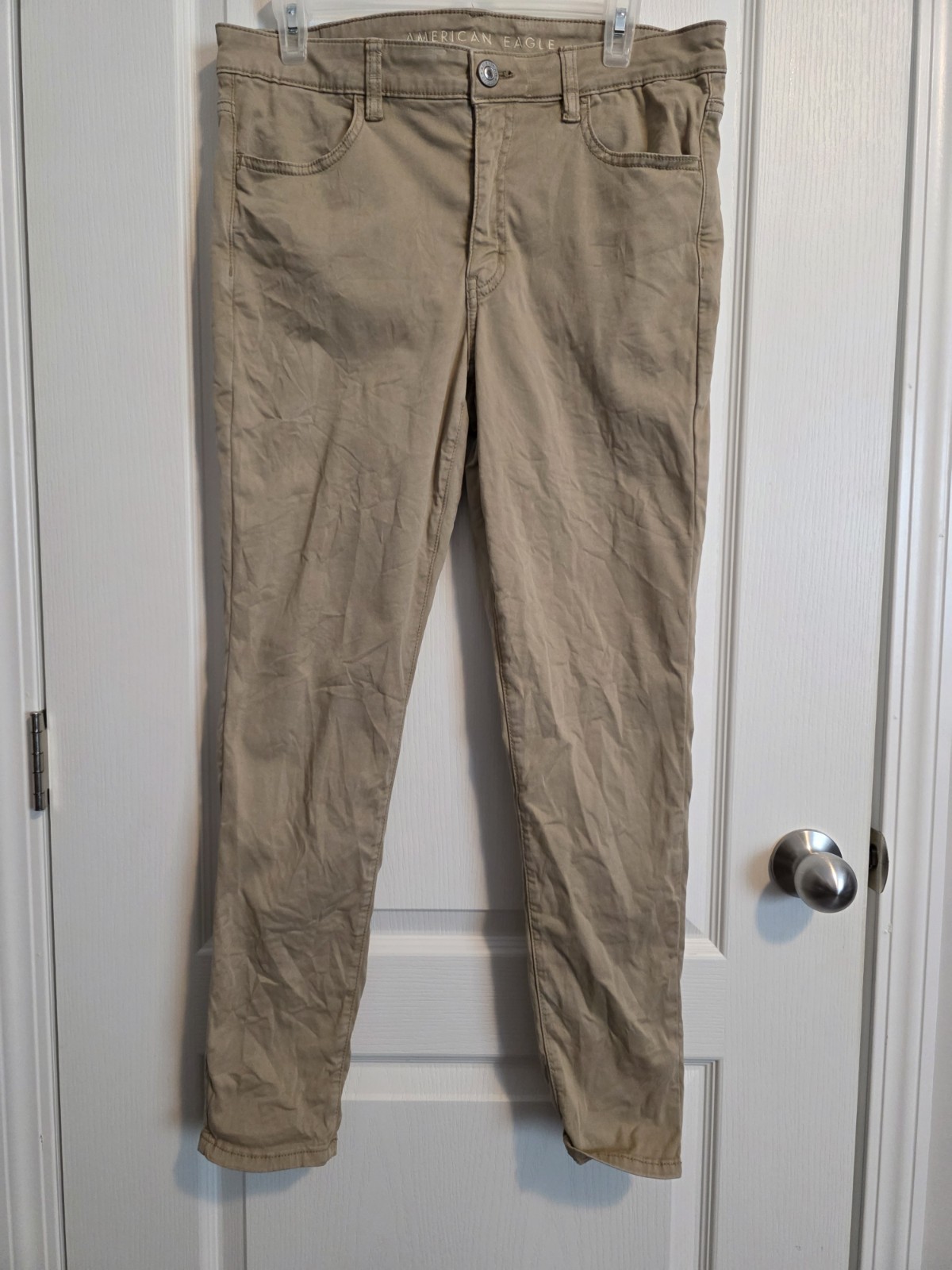 American Eagle Women's Beige Skinny Pants Button Zip Pockets Stretch  095