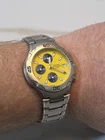 90s Vintage Seiko Pulsar V657-X037 Chronograph Quartz Watch Yellow Dial