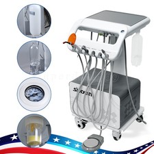 Portable Dental Mobile Delivery Unit System 4 Hole Air Compressor Suction Cart