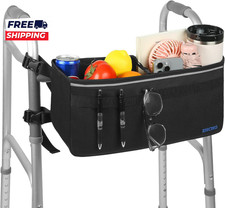 Walker Basket for Seniors Walker Accessories Folding Walker Bag with Large Capac