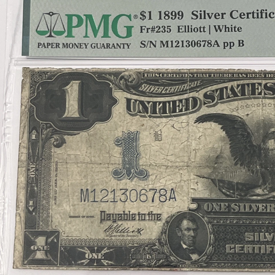 1899 $1 PMG 15 Black Eagle Silver Certificate Banknote - Image 3 of 4
