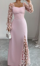 Elegant Women's Dress Floral Lace Sleeve Formal Evening Gown Wedding Guest