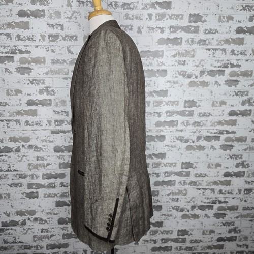 John Varvatos 100% Linen Brown Peak Lapel Dual Vent 2 Button Blazer 42 Long Slim - Picture 9 of 18