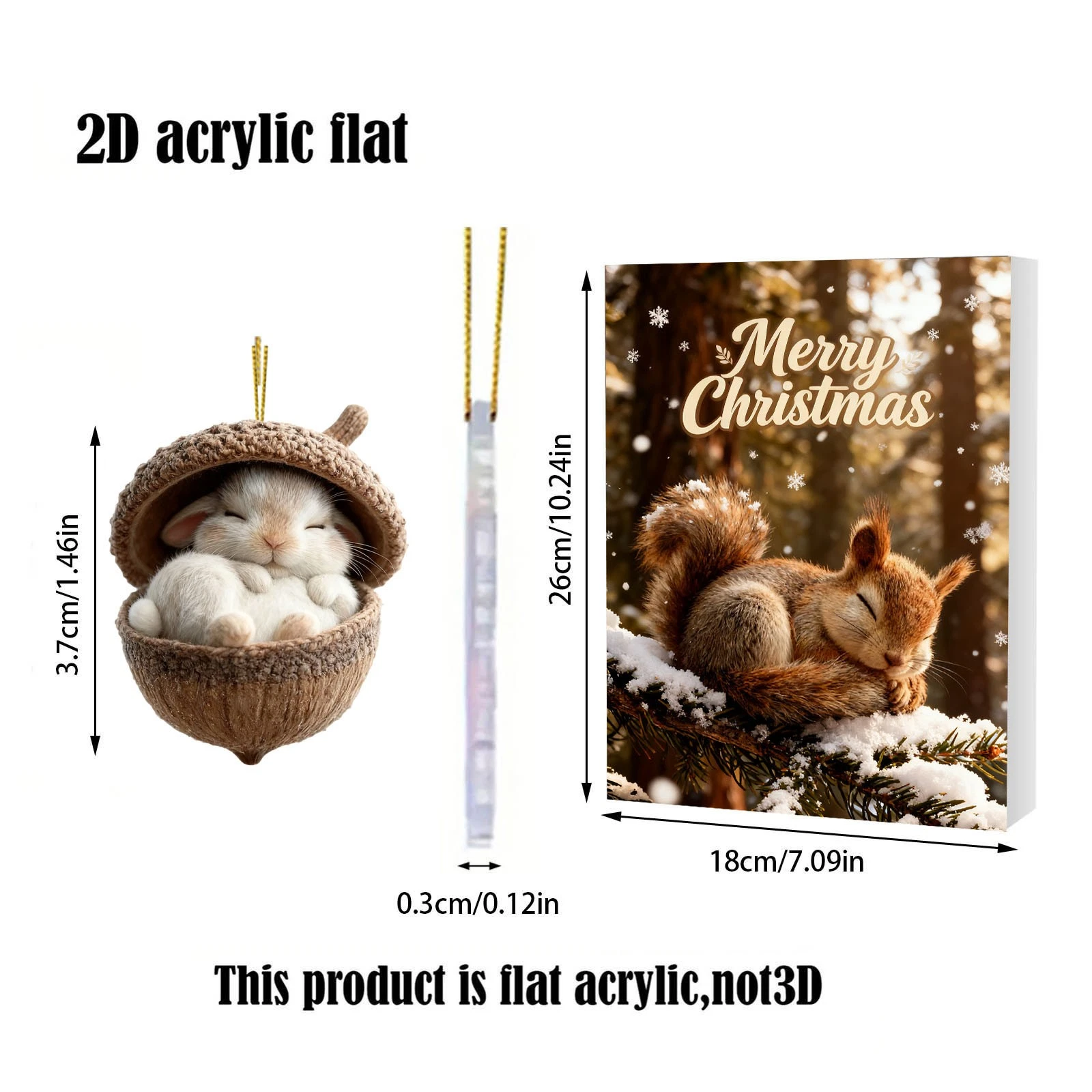 Forest Animal Acorn 2025 Christmas Advent Calendar Forest Ornaments 24pc 2D Acrylic