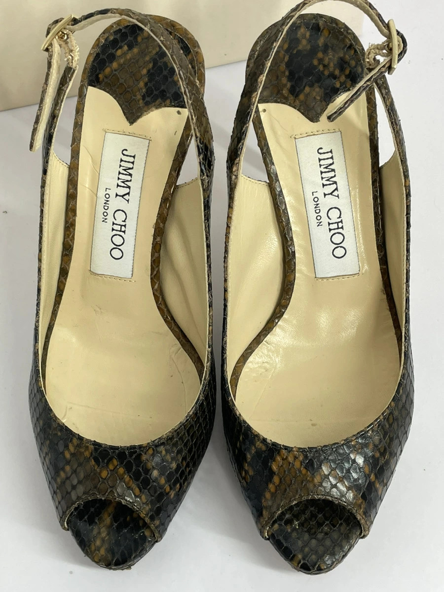 Jimmy Choo 131NOVA Python Snake Print Sandals Bro… - image 2