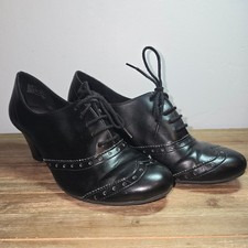 Predictions Black Wingtip Oxford Heels Lace U...