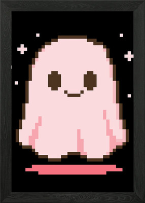 Niedliches rosa Pixel Kunst Geist gerahmtes Wandbild Poster Leinwanddruck Bild