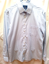 Mens Stafford White/Blue Travel Performance Shirt Regular Fit 16 34/35