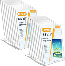 Acrylic Sign Holder 8.5 X 11, Plastic Paper Holder with Vertical Slanted Back, P