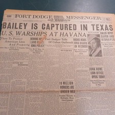 BAILEY IS CAPTURED IN TEXAS AUGUST 14 1933 NEWSPAPER