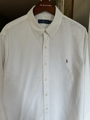 Polo Ralph Lauren 2XLT White Button Up Dress Shirt EUC 100% Cotton Men s 
