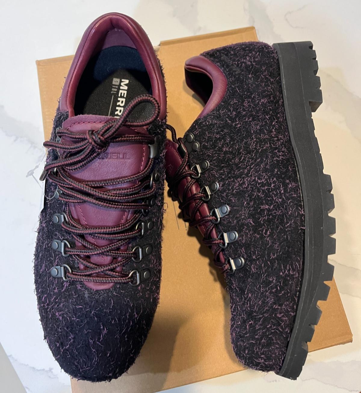 Merrell Wilderness SE 1TRL Suede Leather Shoes EVA Comfort Cherry Burgundy