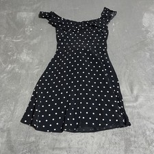 Zara Dress Womens Small Black Polka Dot Mini Ruffle Smocked