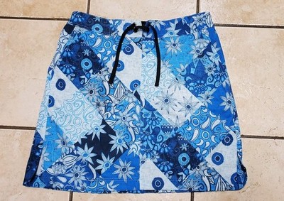 Ripskirt Hawaii Floral Sport Skirt Patchwork Blues Design Swim Beach Size Medium