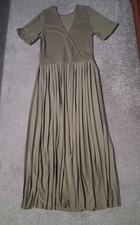 ASOS Womens Wrap Front Midi Dress With Pleat Skirt Khaki Colour Size 8