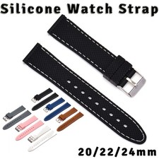 20 22mm 24mm Wave Rubber Sports Strap Silicone Watch Band Quick Release Bracelet