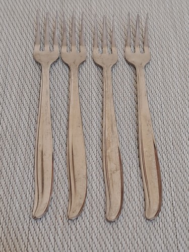 Cocktail Forks AMC Stainless Steel Glossy Wave Style Handle Silverware 8pc Japan - Picture 3 of 24
