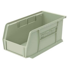 Hang & Stack Storage Bin, Plastic, 5 1/2 in W, 5 in H, 10 7/8 in L, Grey