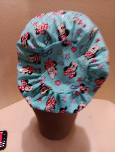 Minnie Mouse turquoise Women's Euro/Chef Surgical Scrub Hat/Cap Handmade - Picture 4 of 5