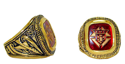 Knights of Columbus Ring 18kt Yellow Gold Red High quality size 11