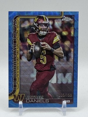 2025 Topps Chrome #295 Jayden Daniels Blue Wave Refractor 05/150 - Jersey Match!