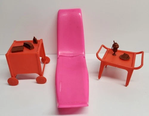 VTG 1980 Barbie Dream Pool Patio Recliner & Serving Cart Near Complete, No Box