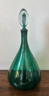 1974 Blenko Glass Pine Green Joel Myers Decanter Air Twist Stopper #6953 21"